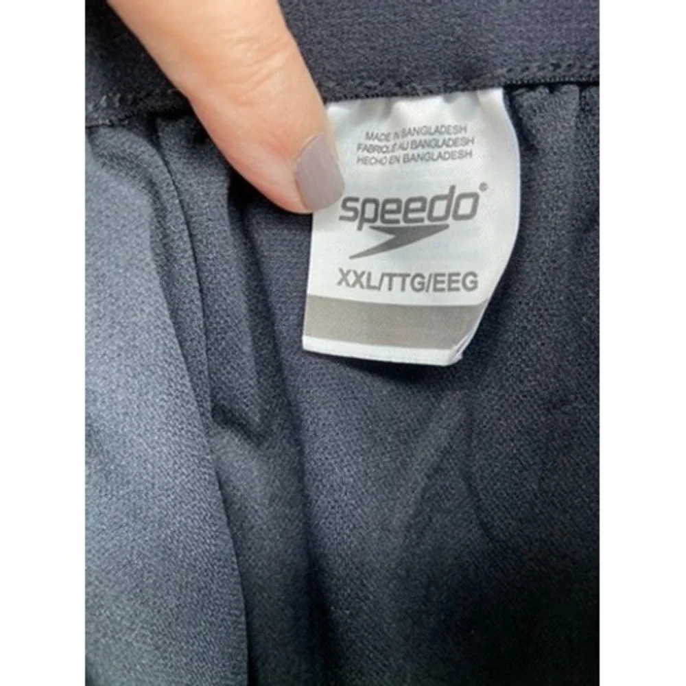 Speedo Swim‎ Trunks Mens XXL Gray Black Abstract Wave Print Board Pockets Lined